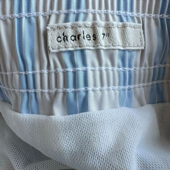 Onia Charles 7" Blue White Striped Swim Trunks Size XXL‎ Pockets - Picture 8 of 10